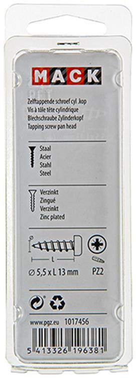 Mack 1017456 - zelftappende schroef cyl kop verz. 11st 5,5 x 13 mm | 10 stuks