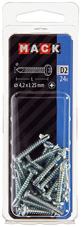 Mack 1017471 - zelfborende schroef cyl. kop verz. 24st 4,2 x 25 mm | 10 stuks