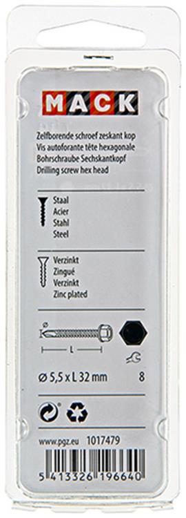 Mack 1017479 - zelfborende schroef zesk.kop verz. 14st 5,5 x 32 mm | 5 stuks