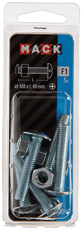 Mack 1017559 - kachelbout + moer staal verzinkt 5 st m8 x 40 mm | 5 stuks