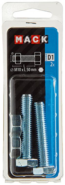 Mack 1017622 - tapbout + moer staal verzinkt 2 st m10 x 50 mm | 5 stuks