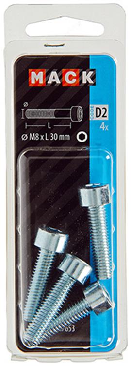 Mack 1017653 - binnenzeskant bout cyl.kop verz. 4 st m8 x 30 mm | 10 stuks