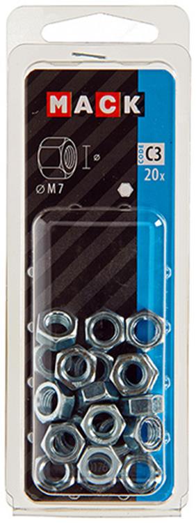 Mack 1017676 - zeskant moer staal verzinkt 20 st m 7 | 10 stuks