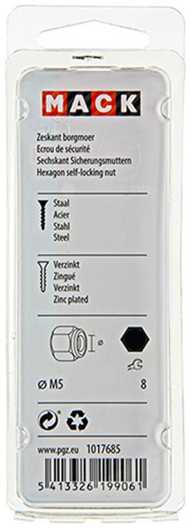 Mack 1017685 - zeskant borgmoer staal verzinkt 18 st m5 | 10 stuks
