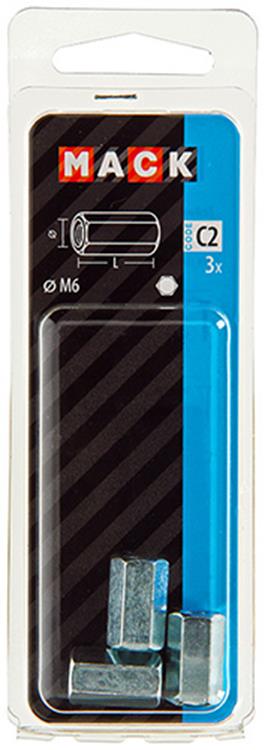 Mack 1017704 - zeskant verbindingsmoer verzinkt 3 st m6 | 10 stuks