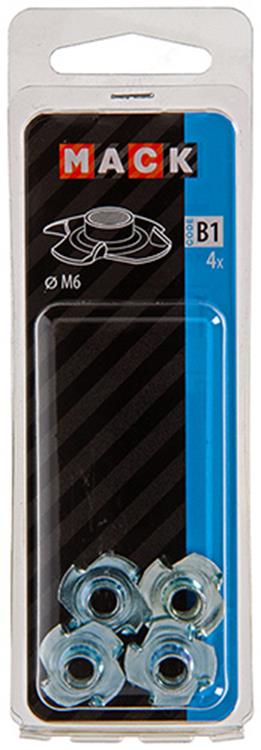 Mack 1017709 - inslagmoer staal verzinkt 4 st m6 | 10 stuks