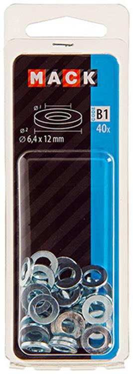 Mack 1017714 - sluitring staal verzinkt 40 st 6,4 x 12 mm | 10 stuks