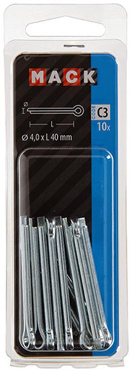 Mack 1017766 - splitpen staal verzinkt 10 st 4,0 x 40 mm | 10 stuks