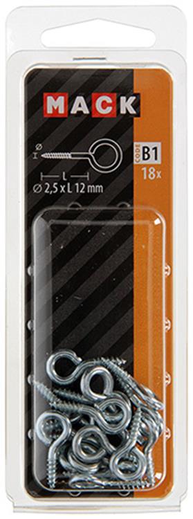 Mack 1017769 - schroefoog staal verzinkt 18st 2,5 x 12 mm | 10 stuks