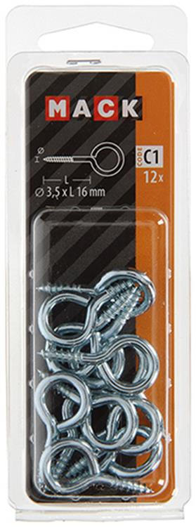 Mack 1017771 - schroefoog staal verzinkt 12st 3,5 x 16 mm | 10 stuks