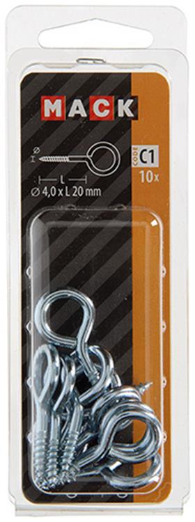 Mack 1017772 - schroefoog staal verzinkt 10st 4,0 x 20 mm | 10 stuks