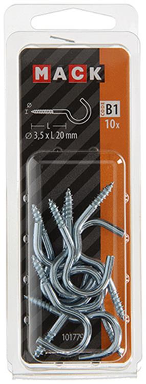 Mack 1017797 - schroefhaak staal verzinkt 10st 3,5 x 20 mm | 10 stuks