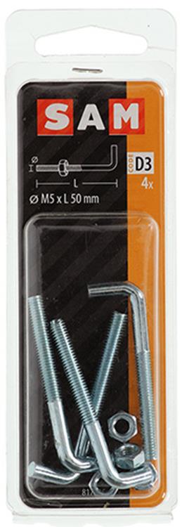 Mack 1017835 - schroefduim metrisch + moer staal 4 st m5 x 50 mm | 10 stuks