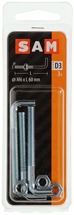 Mack 1017836 - schroefduim metrisch + moer staal 3 st m6 x 60 mm | 10 stuks