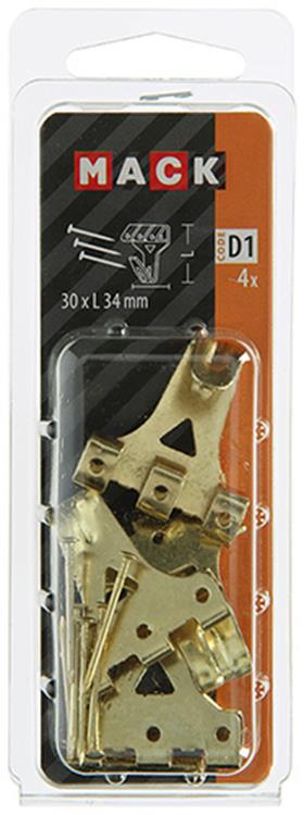 Mack 1017856 - kaderhaak staal vermessingd 4st 30 x 34 mm | 5 stuks