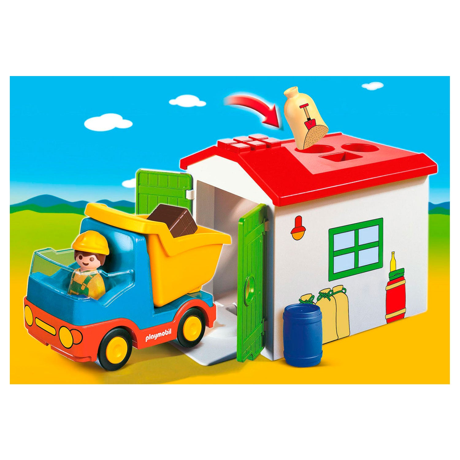 Playmobil 1.2.3. Werkman met Sorteer-garage - 70184