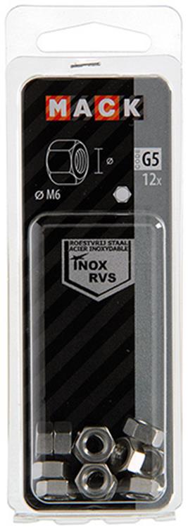 Mack 1019852 - zeskantmoer inox a2 12 st m6 | 10 stuks