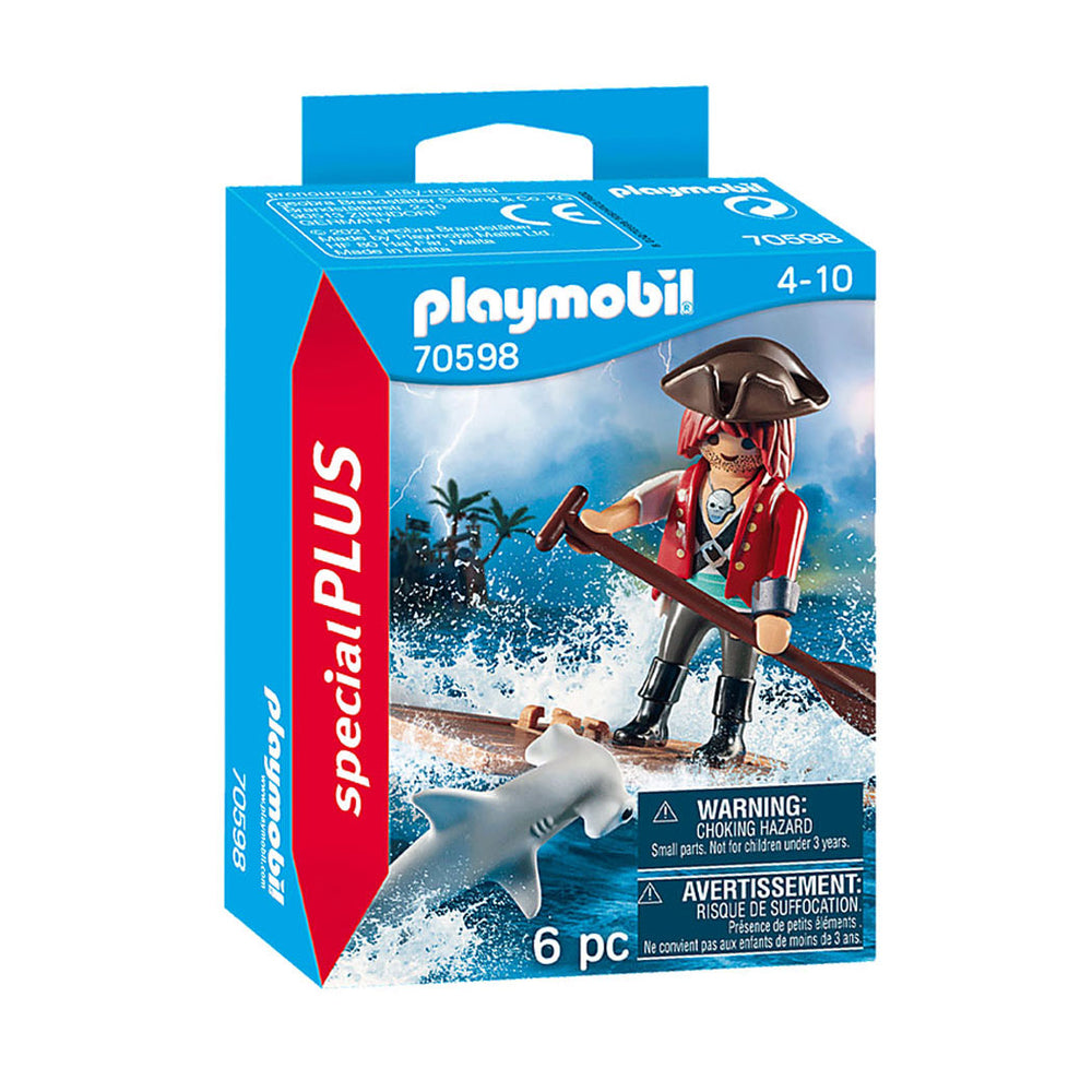 Playmobil pirates piraat met vlot en hamerhaai - 70598