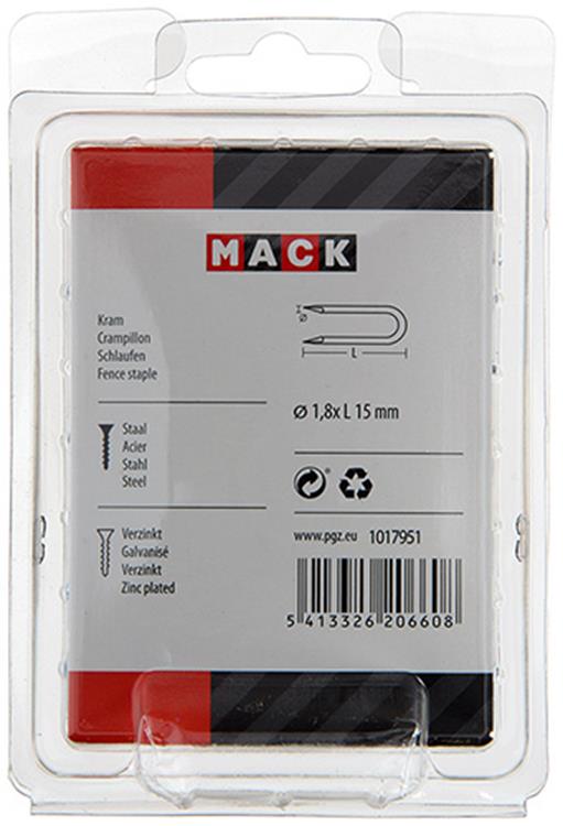 Mack 1017951 - kram staal verzinkt 250 gr 1,8 x 15 mm | 5 stuks