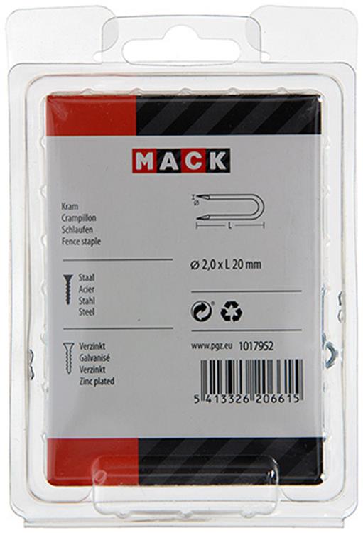Mack 1017952 - kram staal verzinkt 250 gr 2,0 x 20 mm | 5 stuks