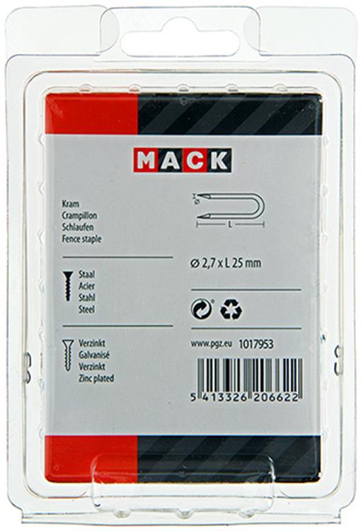 Mack 1017953 - kram staal verzinkt 250 gr 2,7 x 25 mm | 5 stuks
