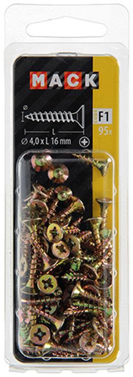 Mack 1017968 - spaanplaatschroef vz kop geelverz. 95st 4,0 x 16 mm | 5 stuks