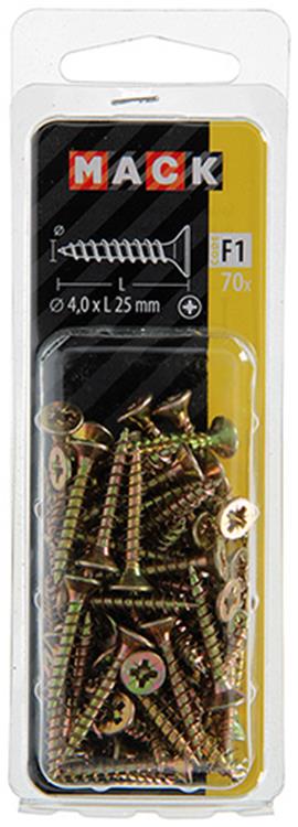 Mack 1017970 - spaanplaatschroef vz kop geelverz. 70st 4,0 x 25 mm | 5 stuks