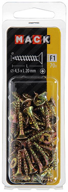 Mack 1017976 - spaanplaatschroef vz kop geelverz. 70st 4,5 x 20 mm | 5 stuks