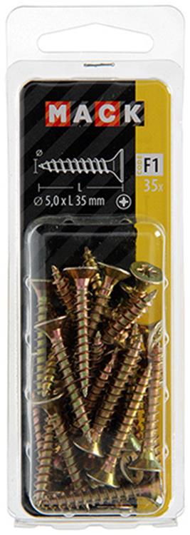 Mack 1017985 - spaanplaatschroef vz kop geelverz. 35st 5,0 x 35 mm | 5 stuks