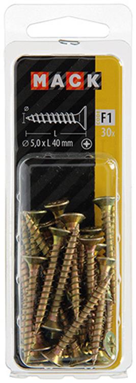 Mack 1017986 - spaanplaatschroef vz kop geelverz. 30st 5,0 x 40 mm | 5 stuks