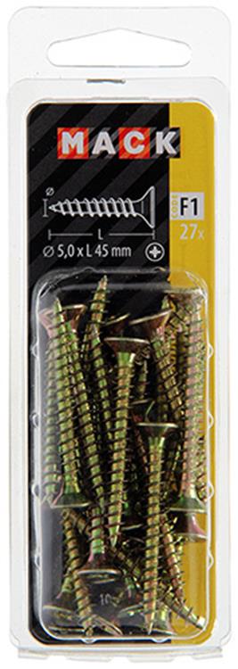 Mack 1017987 - spaanplaatschroef vz kop geelverz. 27st 5,0 x 45 mm | 5 stuks