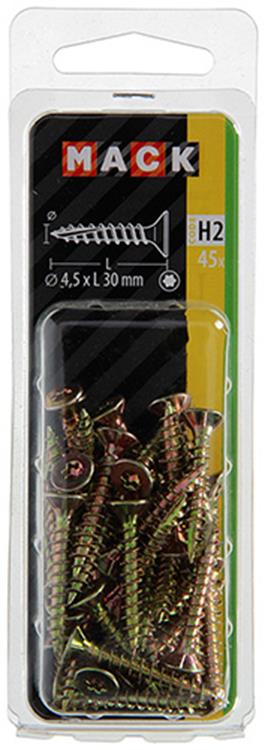 Mack 1018015 - spaanplschr.vzkop-zelfb. geelverz. 45 st 4,5 x 30 mm | 5 stuks