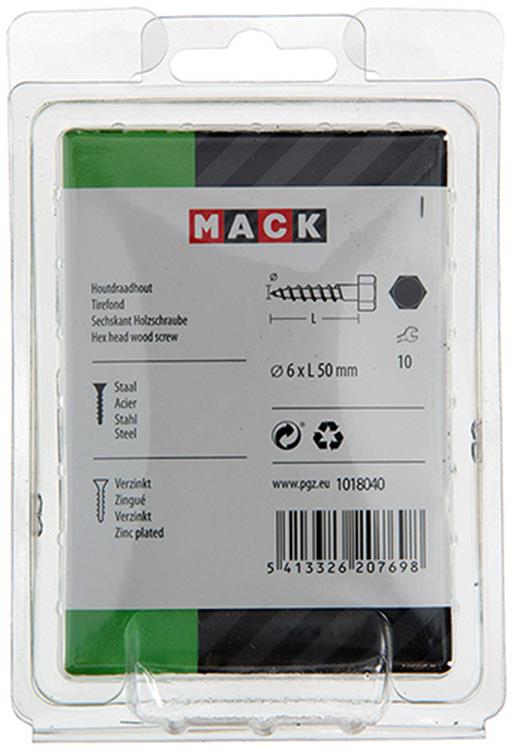 Mack 1018040 - houtdraadbout staal verzinkt 28 st 6 x 50 mm | 5 stuks