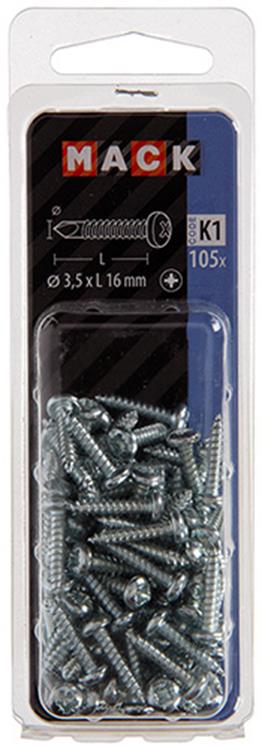 Mack 1018082 - zelfborende schroef cylkop verz.105st 3,5 x 16 mm | 5 stuks