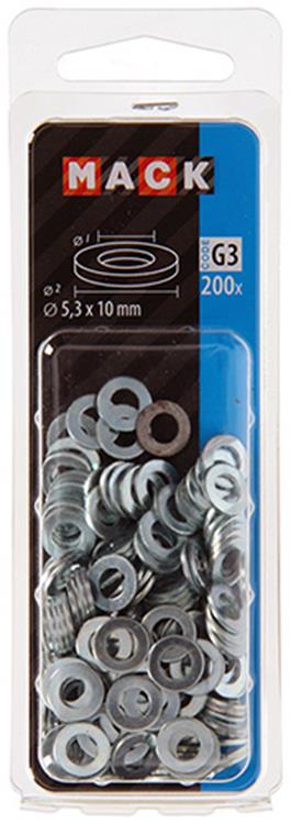 Mack 1018115 - sluitring staal verzinkt 200 st 5,3 x 10 mm | 10 stuks