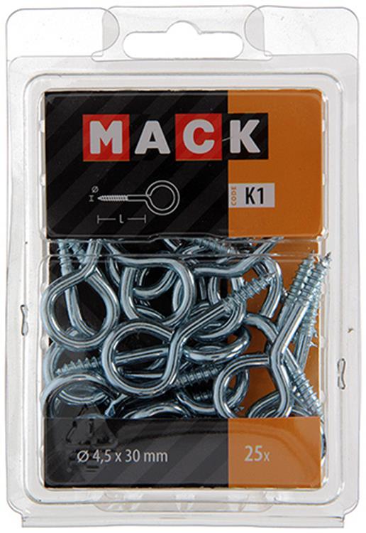 Mack 1018137 - schroefoog staal verzinkt 25st 4,5 x 30 mm | 5 stuks