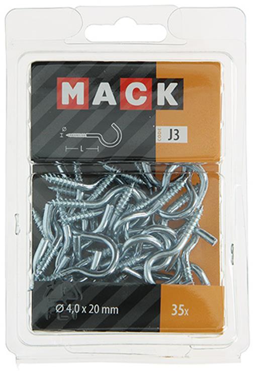Mack 1018140 - schroefhaak staal verzinkt 35 st 4,0 x 20 mm | 5 stuks