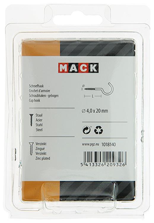 Mack 1018140 - schroefhaak staal verzinkt 35 st 4,0 x 20 mm | 5 stuks