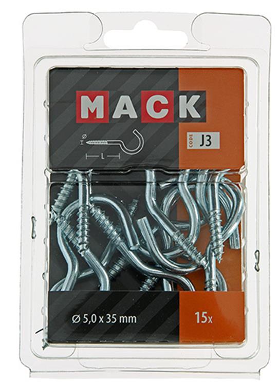 Mack 1018141 - schroefhaak staal verzinkt 15 st 5,0 x 35 mm | 5 stuks