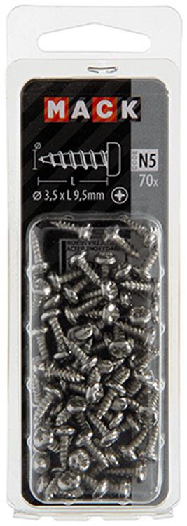 Mack 1020015 - zelftappende schroef cyl.kop a2 70 st 3,5 x 9,5 mm | 5 stuks