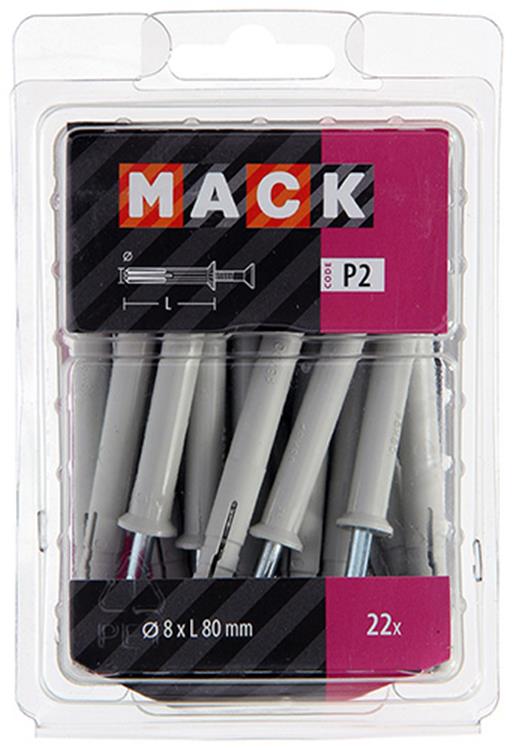 Mack 1018168 - nylon nagelplug polyamide 22 st 8 x 80 mm | 3 stuks