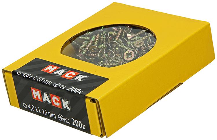 Mack 1020089 - spaanplaatschroef vz kop geel vz 200 st 4,0 x 16 mm | 5 stuks