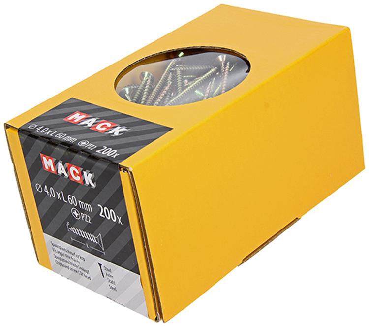 Mack 1020097 - spaanplaatschroef vz kop geelvz 200 st 4,0 x 60 mm | 2 stuks