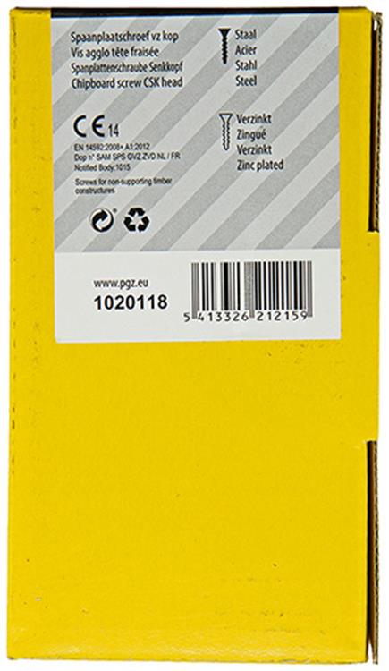 Mack 1020118 - spaanplaatschroef vz kop geelvz 100 st 5,0 x 80 mm | 3 stuks