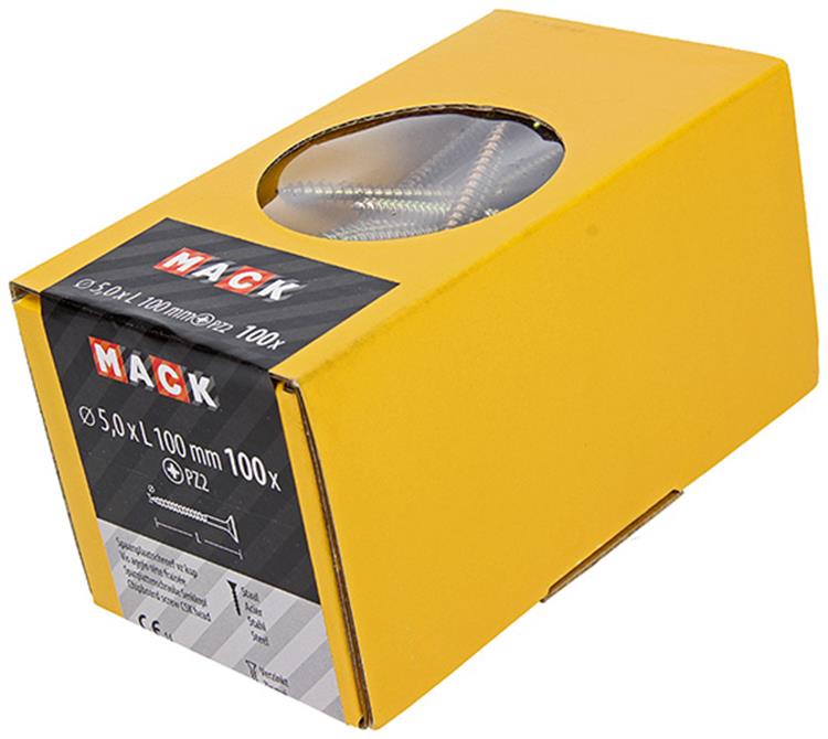 Mack 1020120 - spaanplaatschroef vz kop geel vz 100 st 5,0 x 100 mm | 2 stuks