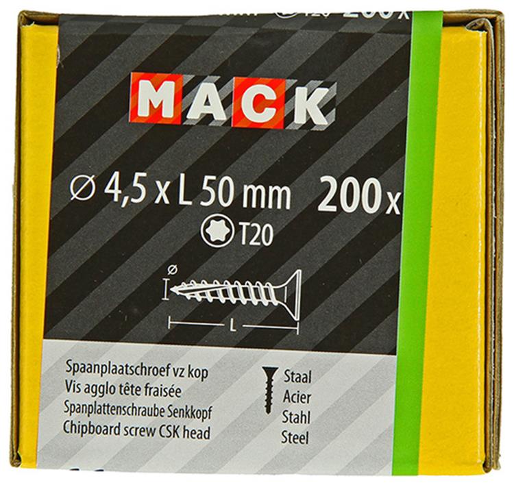Mack 1020147 - spaanplaatschroef vz kp-zelfb.gvz 200st 4,5 x 50 mm | 2 stuks