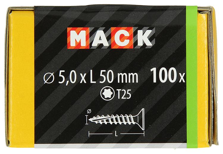 Mack 1020152 - spaanplaatschroef vz kp-zelfb.gvz 100st 5,0 x 50 mm | 5 stuks