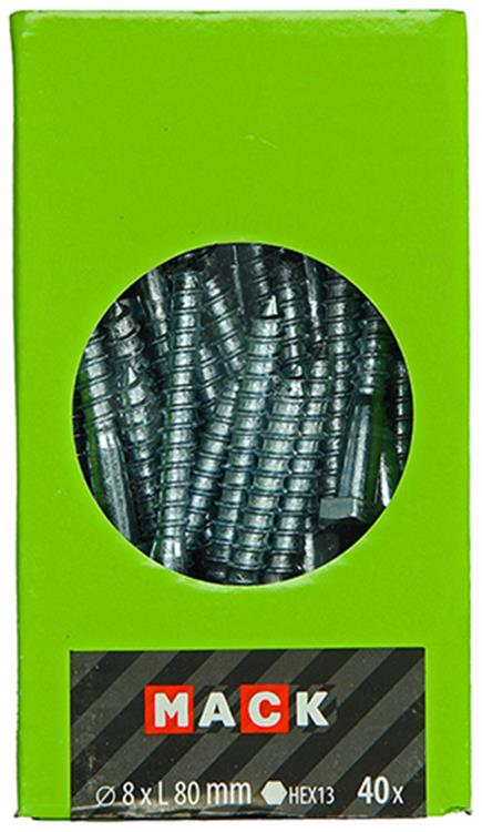 Mack 1020178 - houtdraadbout verzinkt 40 st 8 x 80 mm | 3 stuks