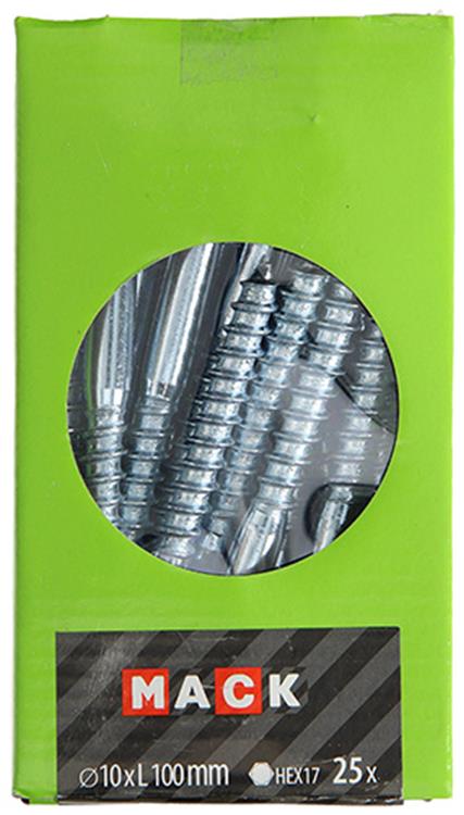 Mack 1020182 - houtdraadbout verzinkt 25 st 10 x 100 mm | 3 stuks