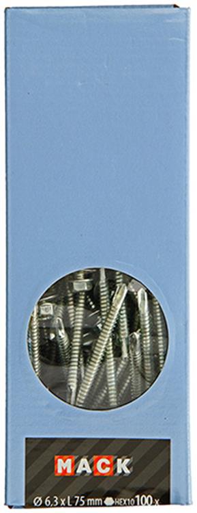 Mack 1020189 - zelfbor.schroef zeskt kop epdm-vz 100st 6,3 x 75 mm | 1 stuks